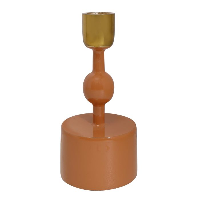 DKD Home Decor Portavela Moderno de Aluminio Naranja Terracota, 8x16x8 cm (4 Unidades), Surtido Aleatorio 1