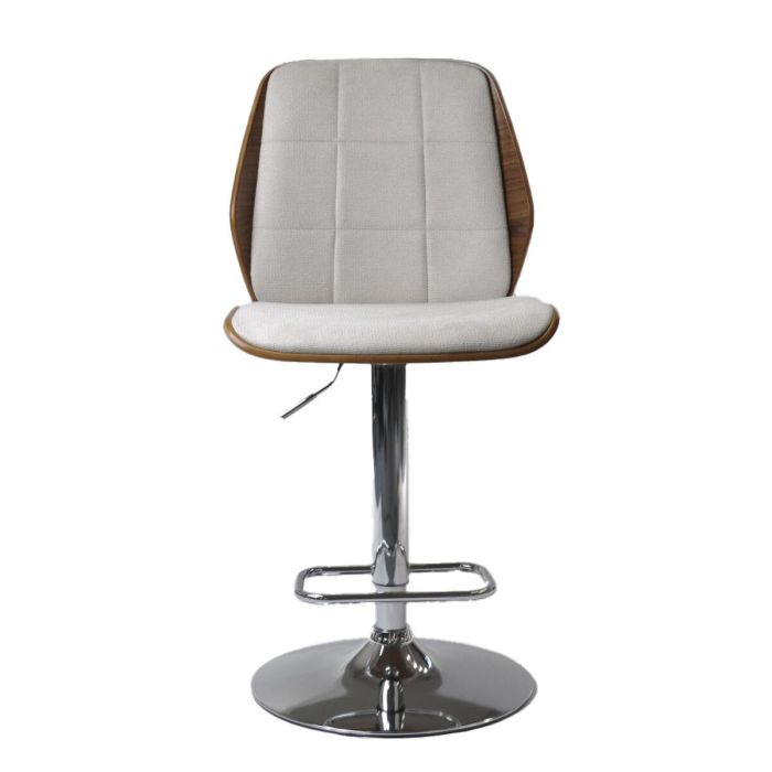 DKD Home Decor Taburete Moderno Ajustable, Asiento PU Nogal Beige Marrón, Acabado Cromado, Altura 83 cm, Dimensiones 52x121x50 cm 1