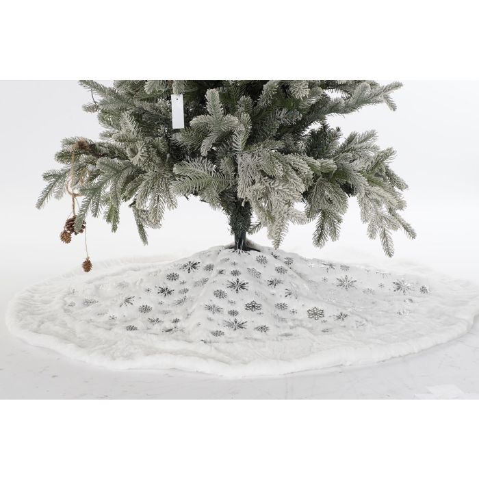 DKD Home Decor Base para Árbol de Navidad Moderna de Poliéster Blanco y Plateado 120x120x2 cm - Pack 2 Unidades 2 DKD Home Decor Base para Árbol de Navidad Moderna de Poliéster Blanco y Plateado 120x120x2 cm - Pack 2 Unidades 2