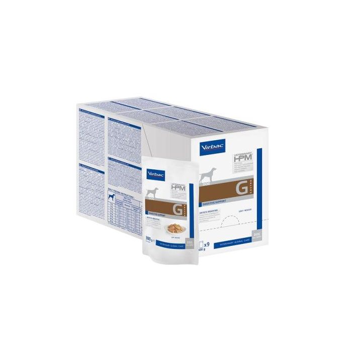 Virbac HPM G1 Mousse de Soporte Gastrointestinal para Perros, Alimento Húmedo Veterinario Digestivo, Pack 9 latas de 300g