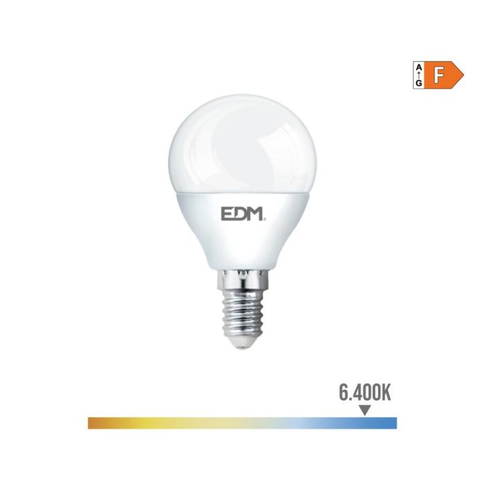 Edm Bombilla esférica LED E14 7W 600lm 6400K luz fría Ø4,5x8cm 0 Edm Bombilla esférica LED E14 7W 600lm 6400K luz fría Ø4,5x8cm 0