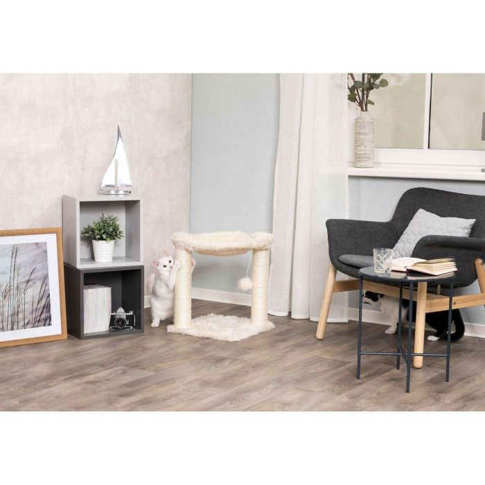 Trixie Baza Árbol Rascador Gato 50 cm de Altura con Poste de Sisal Natural, Felpa de Pelo Largo y Juguete Colgante - Color Crema 1 Trixie Baza Árbol Rascador Gato 50 cm de Altura con Poste de Sisal Natural, Felpa de Pelo Largo y Juguete Colgante - Color Crema 1