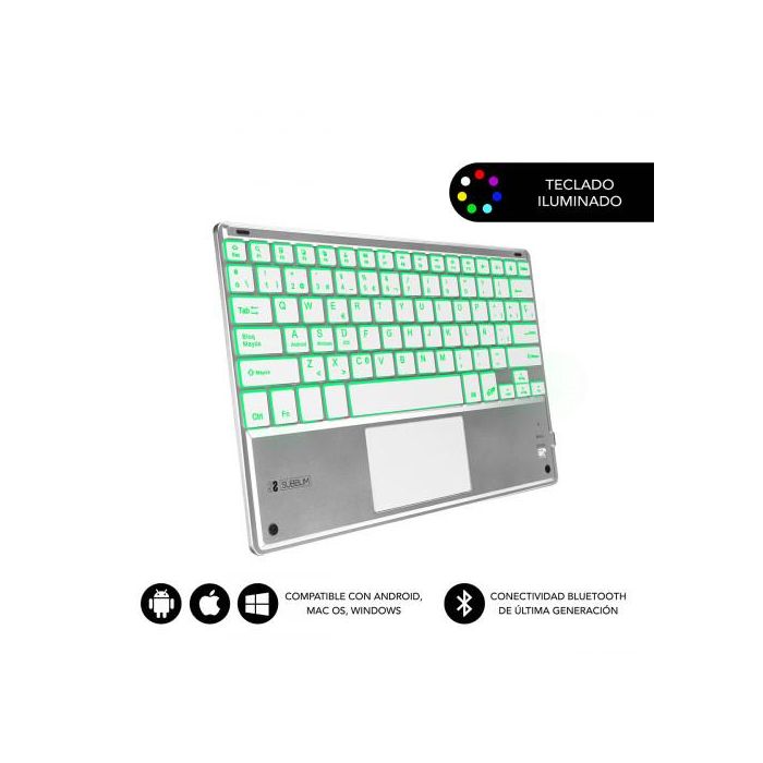 SUBBLIM Teclado Smart Backlit BT Keyboard Touchpad Silver 0 SUBBLIM Teclado Smart Backlit BT Keyboard Touchpad Silver 0