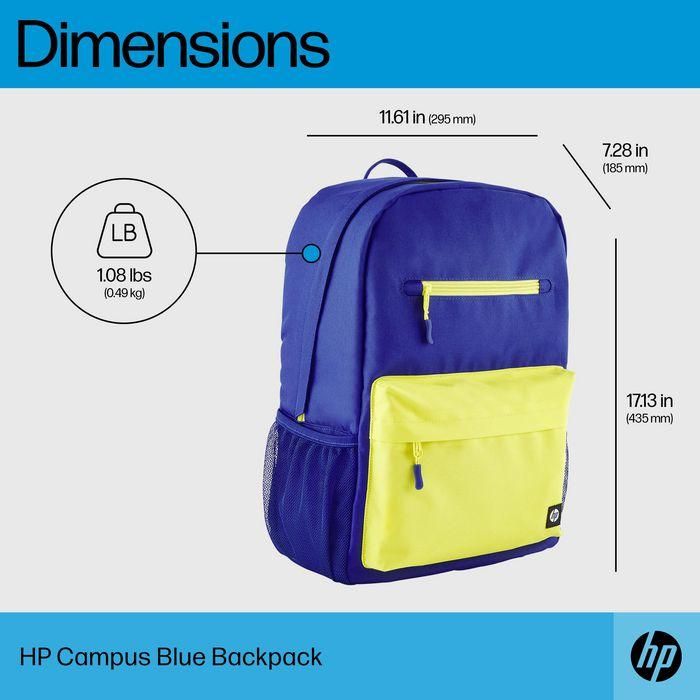 HP Mochila Campus Verde, Extra Segura con Cremallera Bloqueable y Bolsillo Acolchado para Portátil, Materiales Resistentes a la Lluvia