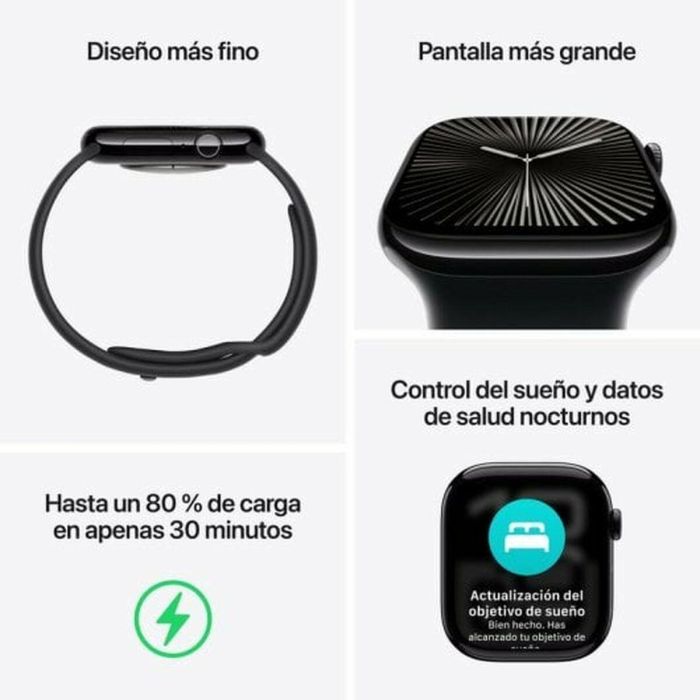 Apple Watch Series 10 GPS, 42 mm Caja de Aluminio en Oro Rosa con Pulsera Deportiva - A2997, Resistente al Agua, GPS, Monitor de Ritmo Cardíaco, iOS 7 Apple Watch Series 10 GPS, 42 mm Caja de Aluminio en Oro Rosa con Pulsera Deportiva - A2997, Resistente al Agua, GPS, Monitor de Ritmo Cardíaco, iOS 7