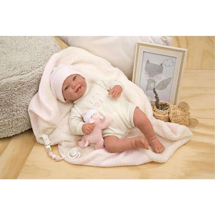 Muñeca reborn arias 45 cm viviane c/manta y peluche 2