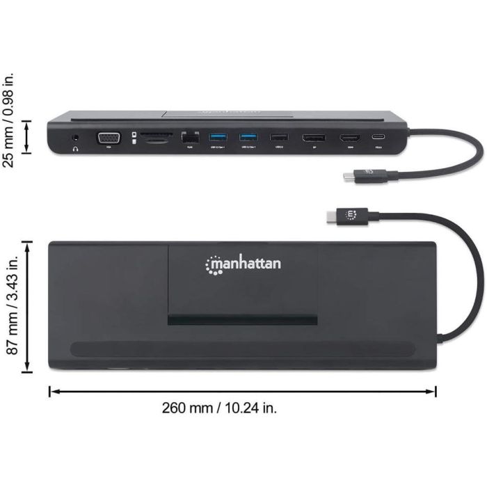 MANHATTAN USB-C 11-in-1-Dockingstation MST für drei Monitore 14
