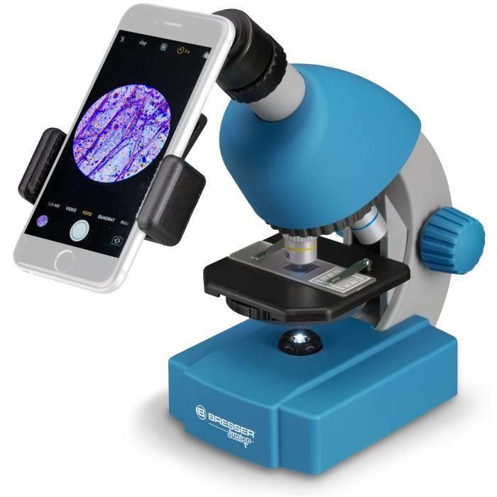 Microscopio 40x-640x - BRESSER JUNIOR - iluminación LED - kit de experimentación - azul 1 Microscopio 40x-640x - BRESSER JUNIOR - iluminación LED - kit de experimentación - azul 1