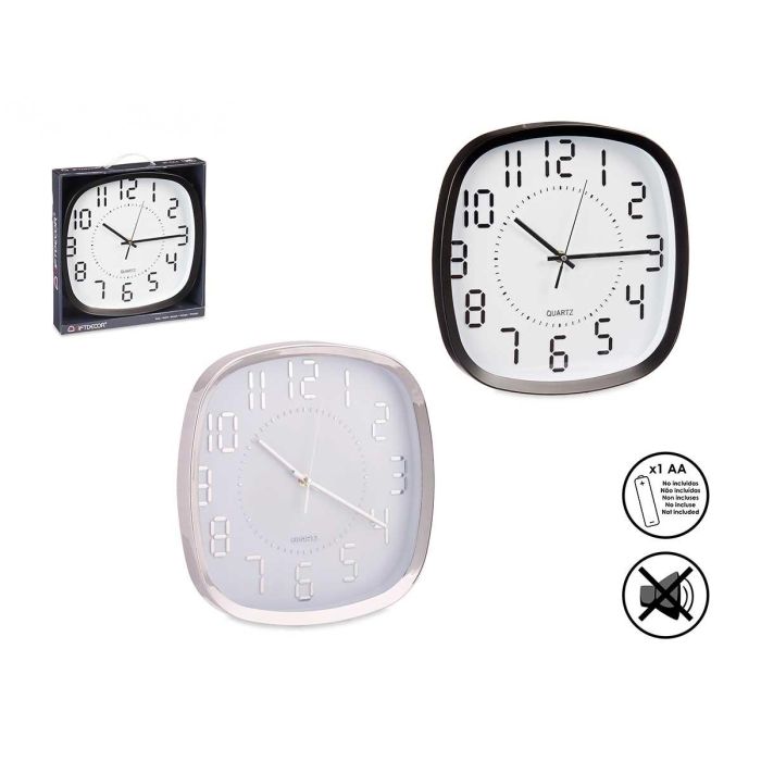 Reloj Redondo 31Cm Plata Negro Surt Giftdecor (6 Unidades) Reloj Redondo 31Cm Plata Negro Surt Giftdecor (6 Unidades)