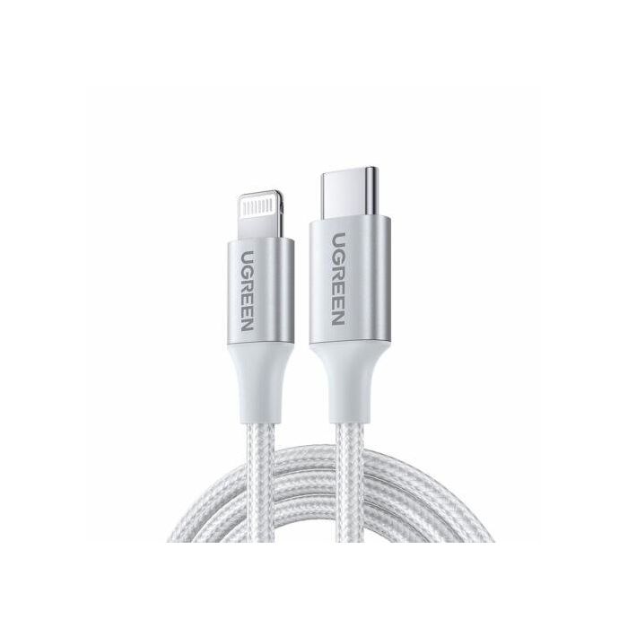 UGREEN Cable USB-C a Lightning, 1m, trenzado, carcasa de aluminio, color plata