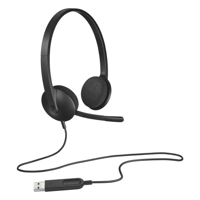 Logitech H340 USB Headset, Auriculares con Micrófono con Cancelación de Ruido para Llamadas y Uso Diario