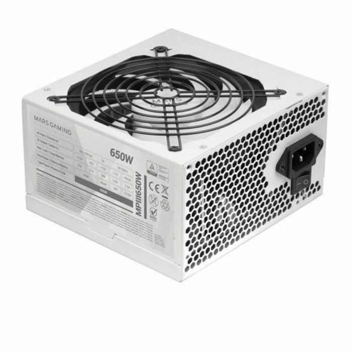 Mars Gaming MPIII650W Fuente de Alimentación ATX 650W 85% Eficiencia Silenciosa Ventilador 120mm Cables Planos 5 Años Garantía