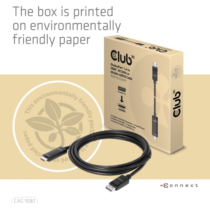 Club3D CAC-1087 Cable DisplayPort 1.4 a HDMI 2.1 HDR 8K60Hz Activo 3m para Windows/Mac 7 Club3D CAC-1087 Cable DisplayPort 1.4 a HDMI 2.1 HDR 8K60Hz Activo 3m para Windows/Mac 7