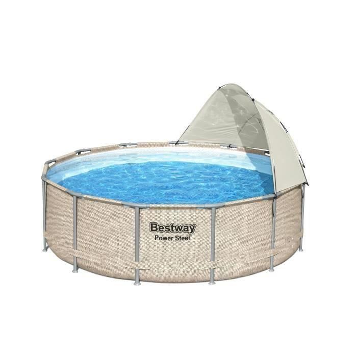 BESTWAY - Toldo de piscina redondo - Diámetro entre 305 cm y 549 cm - Gris 4 BESTWAY - Toldo de piscina redondo - Diámetro entre 305 cm y 549 cm - Gris 4