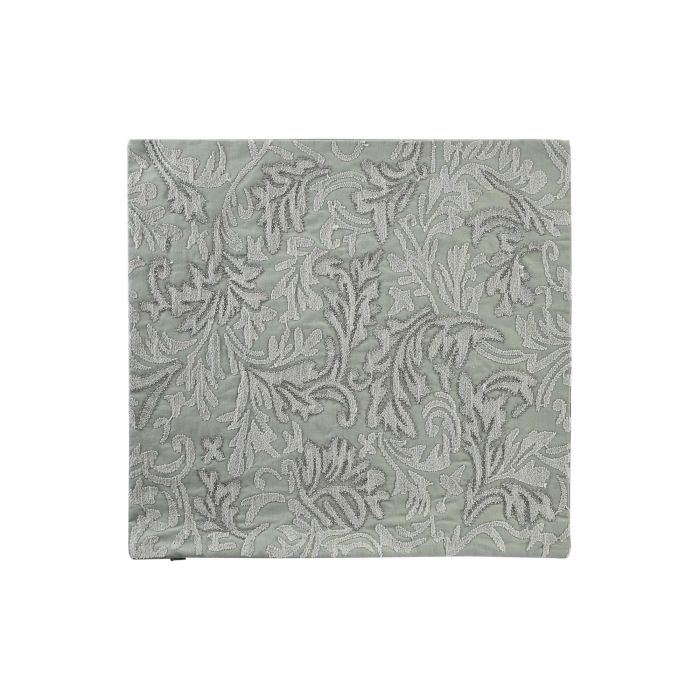 DKD Home Decor Funda Cojín Verde 50x50 cm de Poliéster Diseño Floral con Cremallera Oculta
