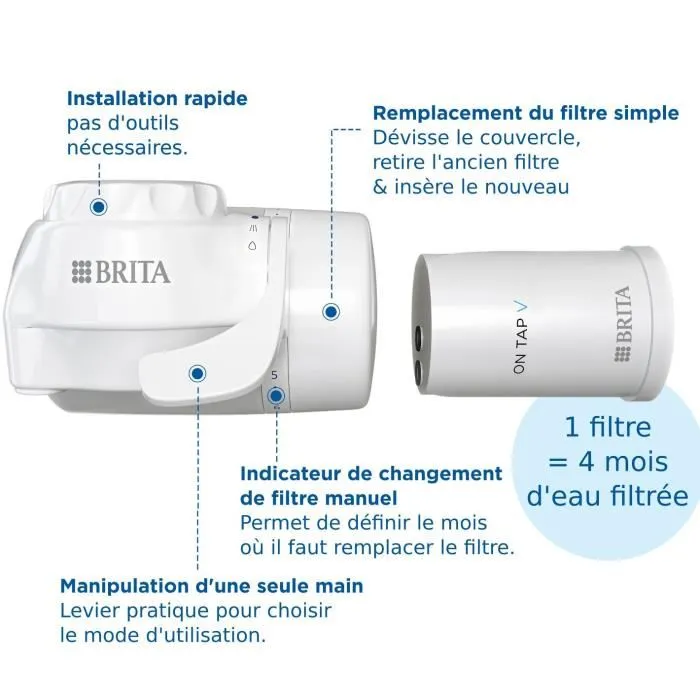 Brita ON TAP V Sistema de Filtración para Grifo BRI4006387129088 - 600L / 4 Meses, 3 Modos, 5 Adaptadores 3