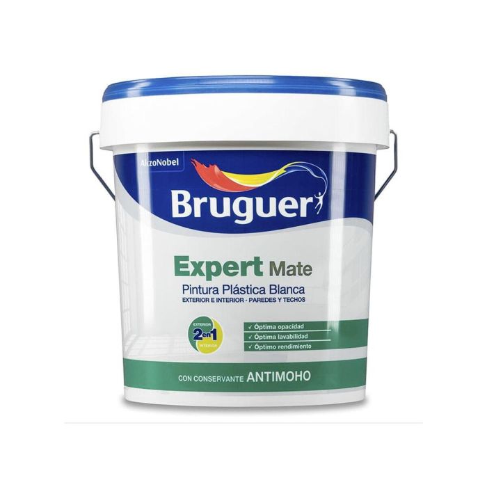 Bruguer Pintura Plástica Acrílica Estirenada Expert Blanco Mate 4 L Interior/Exterior Antimoho