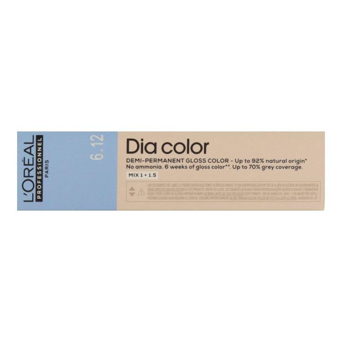 L'Oréal Dia Color 6.12 Tinte Demi-Permanente Ceniza Irisado 60ml - Sin Amoníaco, Neutraliza Reflejos Cálidos