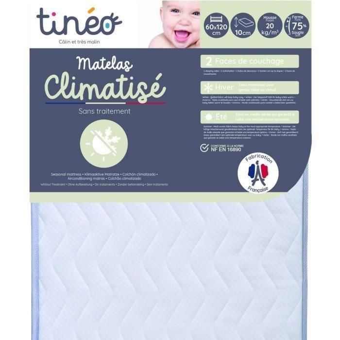 Tineo Colchón Climatizado Reversible Doble Cara Invierno/Verano 60x120x10 con Protecciones Antiácaros, Antibacteriano y Antimoho 2 Tineo Colchón Climatizado Reversible Doble Cara Invierno/Verano 60x120x10 con Protecciones Antiácaros, Antibacteriano y Antimoho 2