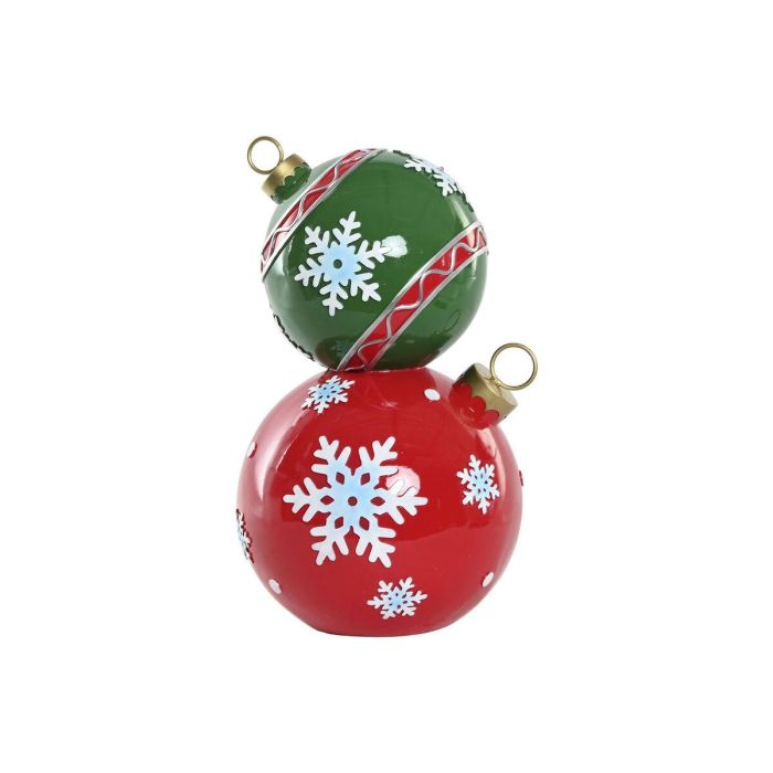 DKD Home Decor Figura Decorativa de Navidad Tradicional de Resina con LED, Rojo y Verde, 42 x 24 x 25.5 cm, Funciona con Pilas