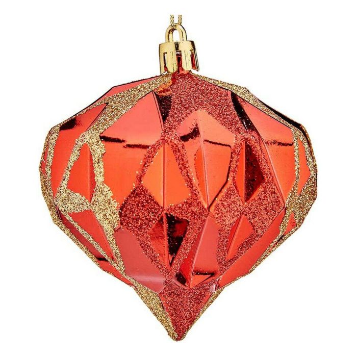 Bolas de Navidad Diamante Ø 8 cm 6 Unidades Rojo Plástico