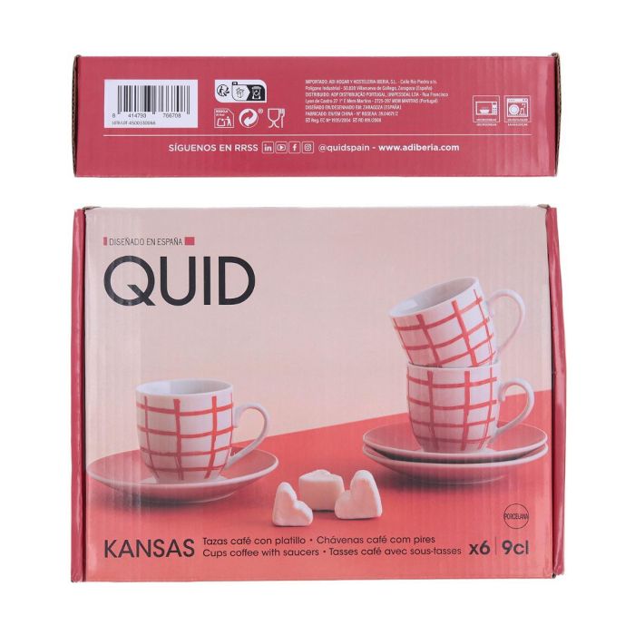 Set 6 Tazas con Plato Porcelana Kansas Quid 9 cL 5 Set 6 Tazas con Plato Porcelana Kansas Quid 9 cL 5