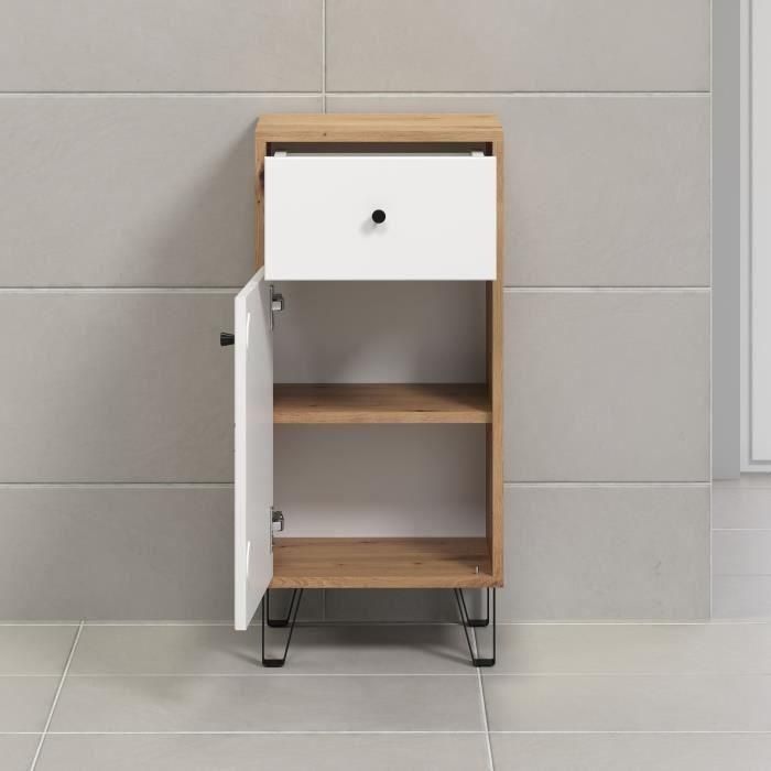 Mueble de baño Touch blanco mate, decoración roble. 2