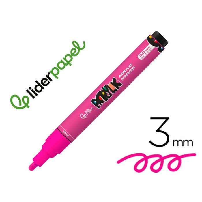 Rotulador Liderpapel Acrylic Base Agua Todo Tipo De Superficie Punta Redonda 3 mm Rosa Rotulador Liderpapel Acrylic Base Agua Todo Tipo De Superficie Punta Redonda 3 mm Rosa