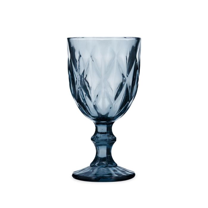 Quid Copa Vidrio Maia 23,5 cL Azul con Relieve (24 Unidades) Apta Lavavajillas y Frigorífico