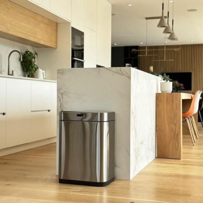Kitchen Move Superior - Contenedor de Basura Automático de 60 Litros, Acero Inoxidable Moderno, Gran Capacidad para Familias Activas 3