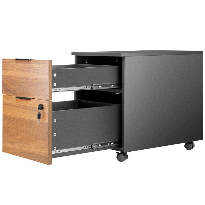 Phoenix technologies Cajonera Artisan de Oficina, 2 cajones, Negro con frontales en madera de nogal, 40x54.5x44.2 cm 2 Phoenix technologies Cajonera Artisan de Oficina, 2 cajones, Negro con frontales en madera de nogal, 40x54.5x44.2 cm 2