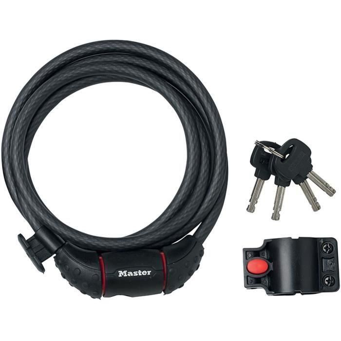 MASTER LOCK Cable antirrobo para bicicletas [Cable de 1,8 m] [Llave] [Exterior] [Soporte de montaje para bicicletas] 8130EURDPRO