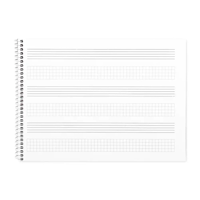Liderpapel Bloc Música Combi Pentagrama 3mm con Anotaciones Cuadrícula 4mm Cuarto 20 Hojas 100g/m2 Apaisado 3