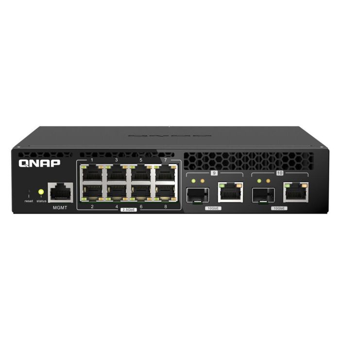 Qnap QSW-M2108R-2C Conmutador Gestionado, 8 Puertos 2.5GbE RJ-45, 2 Puertos Combo 10GbE SFP+/RJ-45, Desktop/Rack 1U, 80 Gbps, IEEE 802.3bz/bn