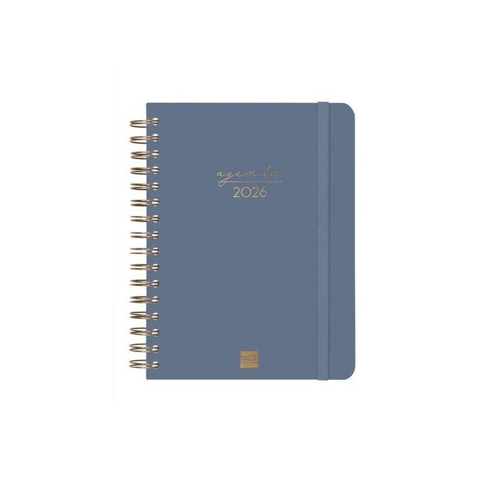Agenda Anual (2026) Catalan Finocam Espiral Alma Wire-O Tapa Extra Con Goma E10 155X212 D/P Blau