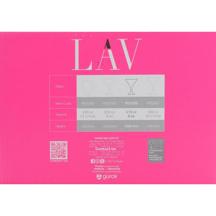 Lav Set 6 Copas Coctel Misket 175 cc (4 Cajas)