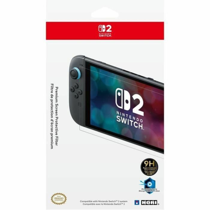 Hori 4961818041080 Protector de pantalla de vidrio templado premium para Nintendo Switch 2, con protección Anti-luz azul y Dureza 9H 4