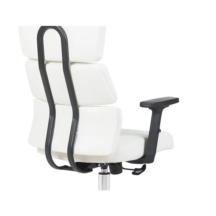 Q-connect Silla de Dirección Aurea, Silla Ejecutiva Ergonómica en Similpiel Blanco, Altura Máxima 1400 mm, Anchura 520 mm, Profundidad 510 mm, Ruedas Premium 6