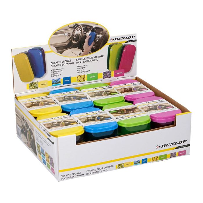 Dunlop Esponja para Salpicadero 12x3x7cm Expositor 24 Unidades Colores Surtidos 2