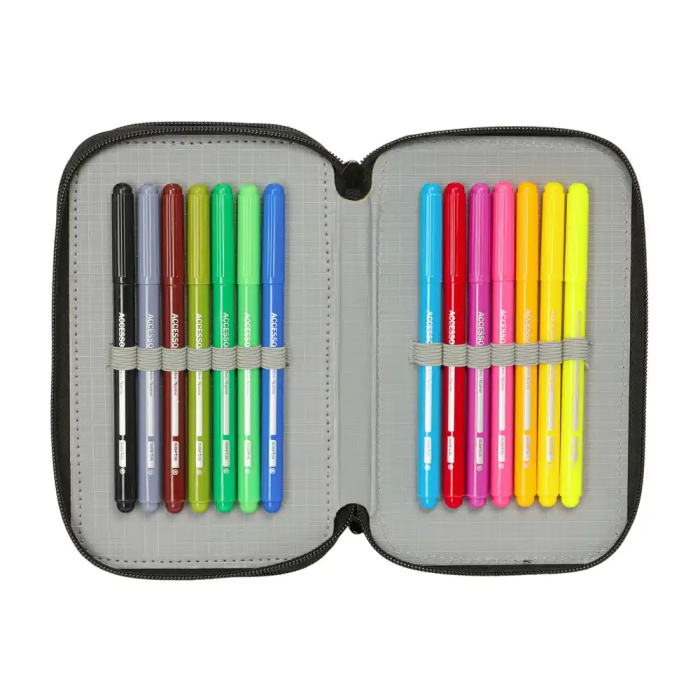 Estuche Escolar con Accesorios Spider-Man Attack Negro 12,5 x 19,5 x 5,5 cm 37 Piezas 5