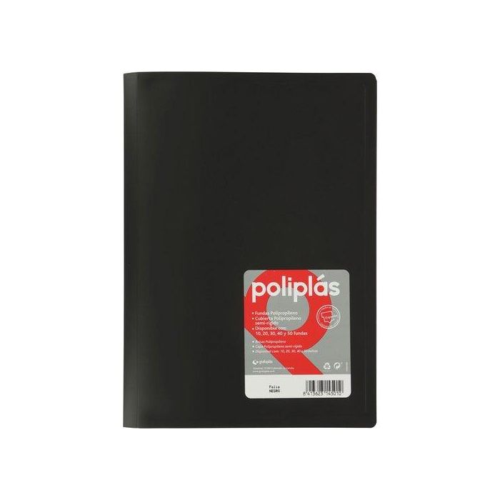 Carpeta Fundas (Tarifario) Grafoplas Pp Flexible Poliplas Opaco Fº 50 F. Negro