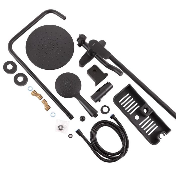 Conjunto Ducha Latón/Zinc - Acero Inoxidable- ABS, Negro, Agua Caliente-Fría, Monomando [QLI-FA-3019] 6
