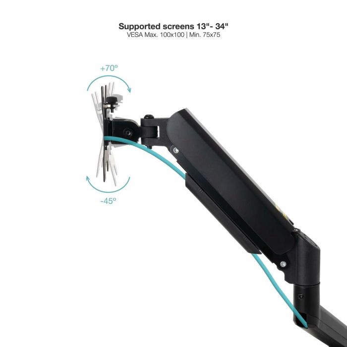 TooQ LP1334TNR-B Soporte para Monitor de Escritorio 13"-34" (hasta 10kg) Pinza/Atornillado con Resorte de Gas Blanco 2