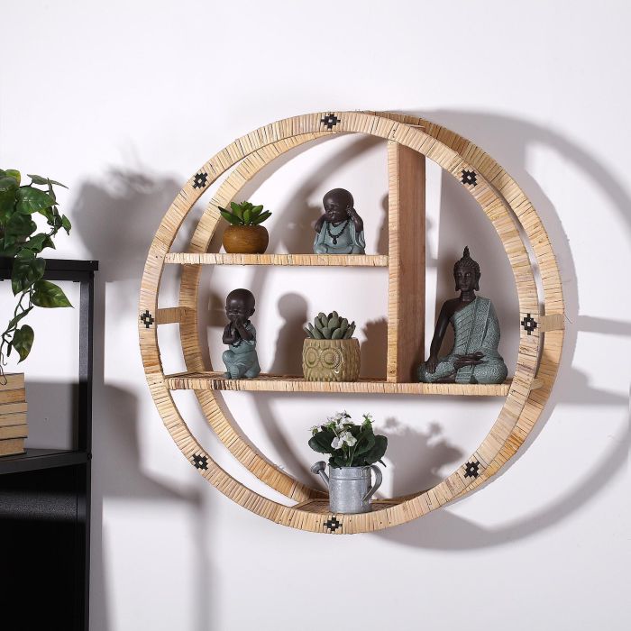 Estanteria Redonda Rattan Versa 16X59CM (2 Unidades) 1 Estanteria Redonda Rattan Versa 16X59CM (2 Unidades) 1