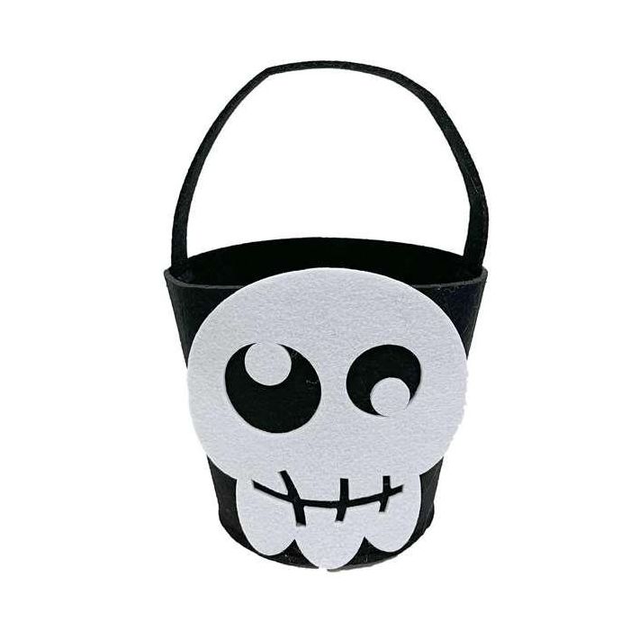My Other Me Cubo Calavera Fieltro Blanco-Negro 20x18x18,50 cm