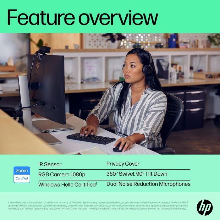 HP Webcam Video FHD 1080P, 30 FPS, Compatible con Windows Hello, Corrección Automática de Luz y Fondo, Micrófonos con Reducción de Ruido - 625 26 HP Webcam Video FHD 1080P, 30 FPS, Compatible con Windows Hello, Corrección Automática de Luz y Fondo, Micrófonos con Reducción de Ruido - 625 26