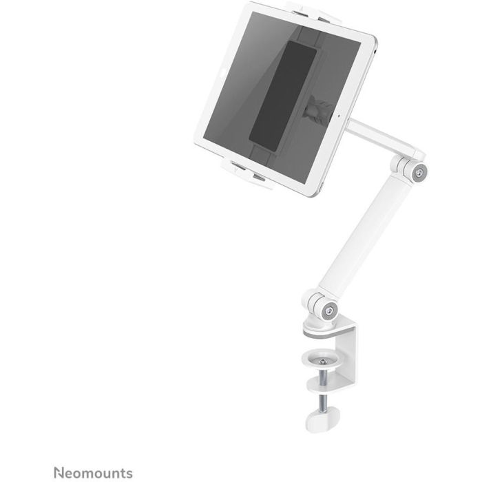 Neomounts DS15-545WH1 Soporte de tablet universal con movimiento completo y abrazadera de escritorio para tablets de 4.7"-12.9", blanco