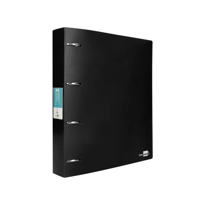 Liderpapel Carpeta 4 Anillas 40 mm Mixtas Polipropileno DIN A4 Negro Opaco 2