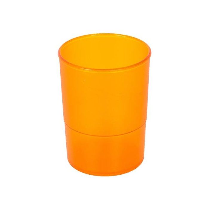 Porta Lapices Plastico Redondo Traslucido Naranja