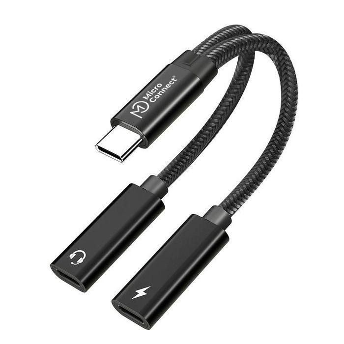 MicroConnect Adaptador USB-C a USB-C PD y USB-C Hembra, Carga y Sincronización, 13 cm, Plateado